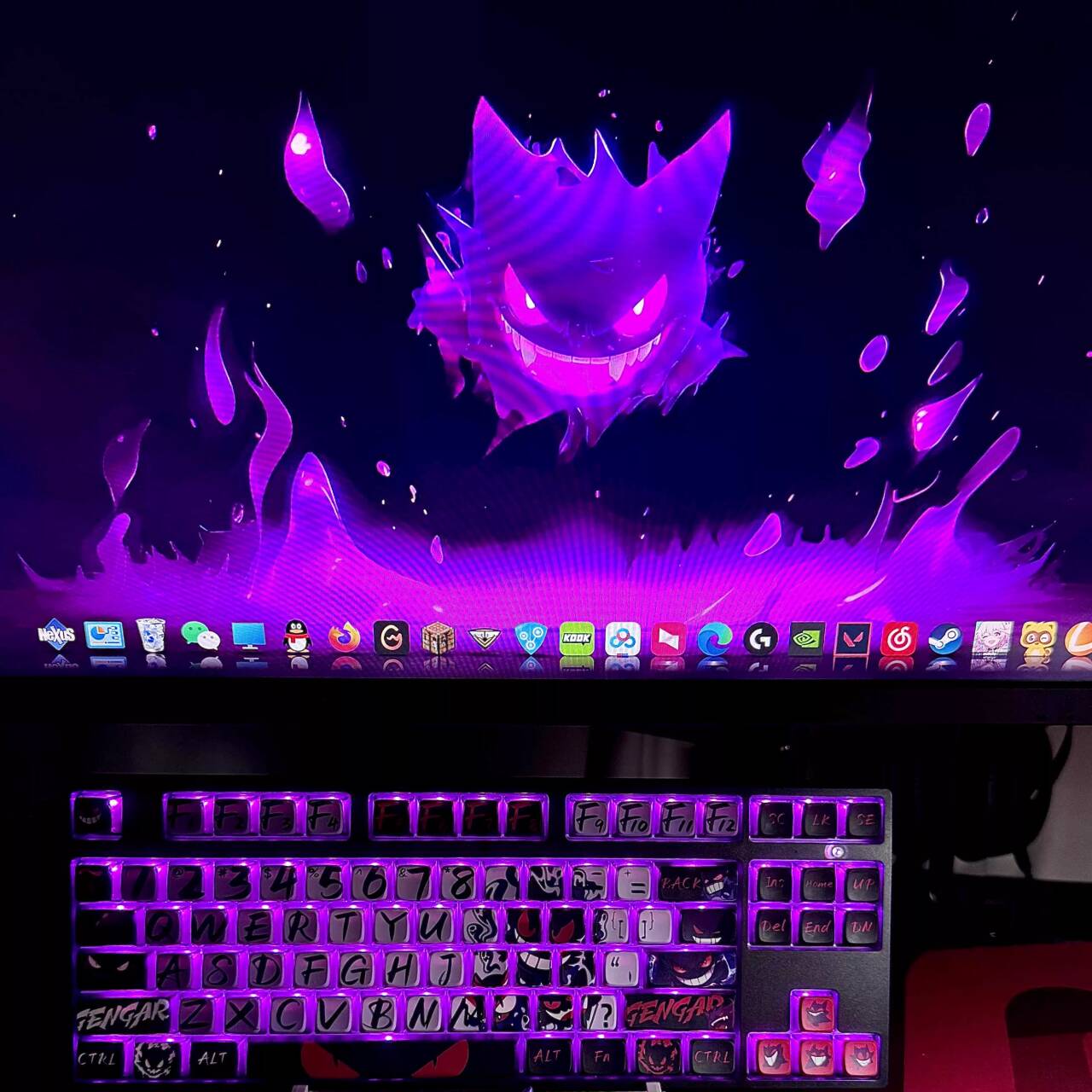 YMDK Gengar Cartoon Keycaps Translucent Full Set 125 keys PBT+PC Dye Sub Cool Custom Keycaps for MX Mechanical Keyboard