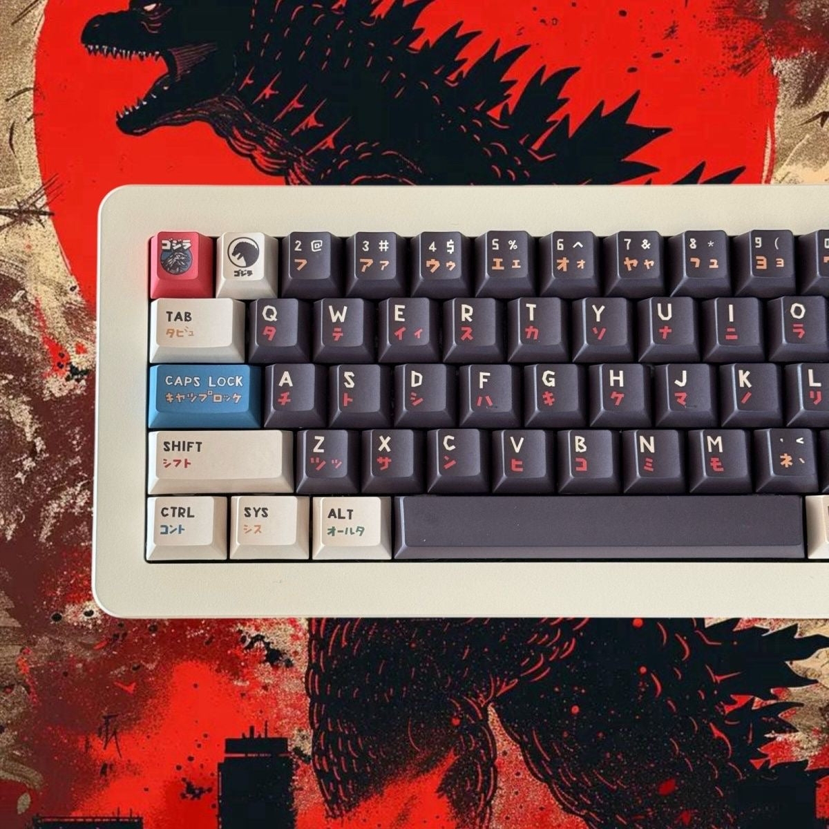 YMDK Godzilla Theme Keycaps Full Set 150 keys Cool Cherry Profile PBT Dye Sublimation Keycap for Mechanical Keyboard