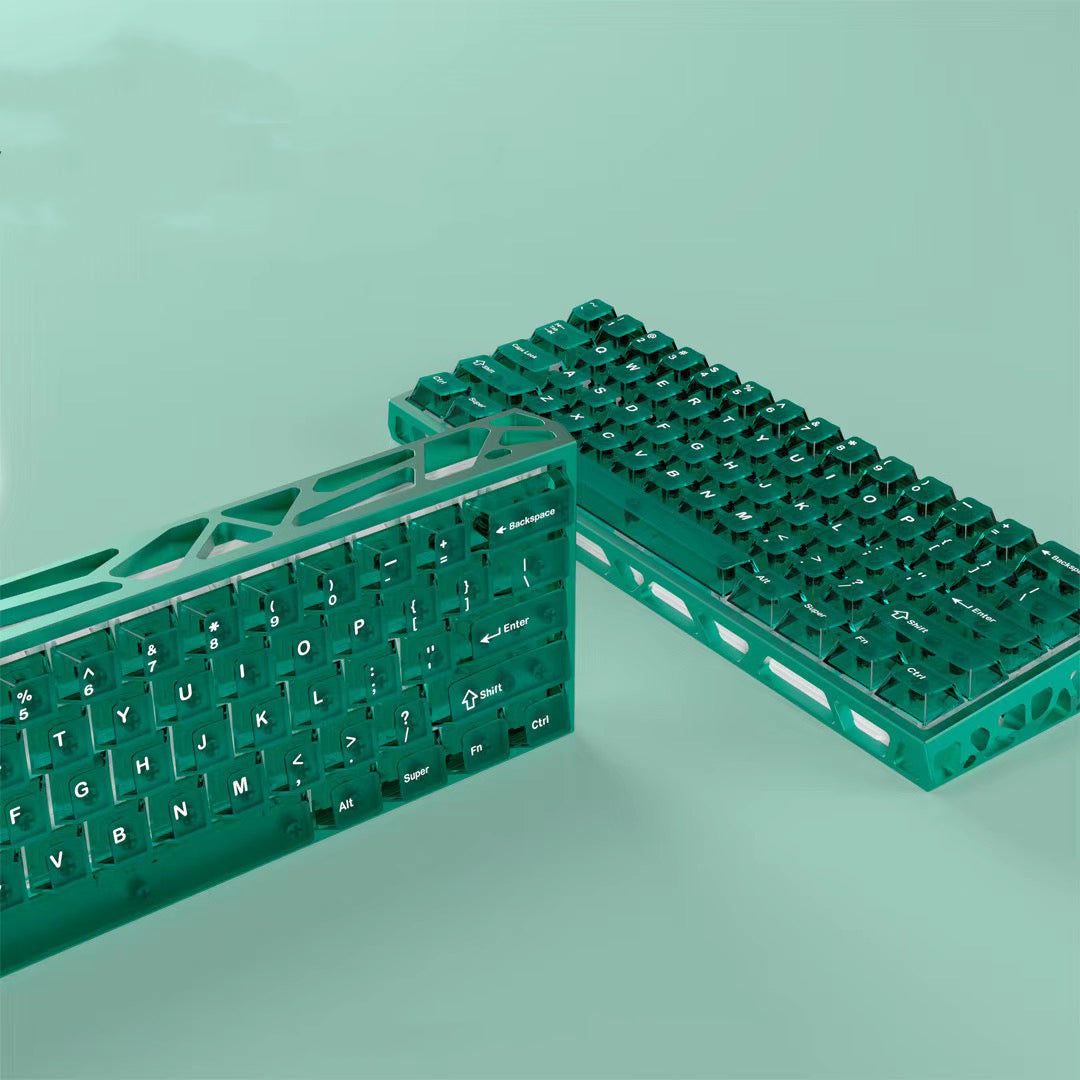 YMDK Transparent Frosted Keycaps 132 Keys Cherry Profile PC Shine Through Keycap for 61/64/87/104/108 MX Mechanical Keyboards Wooting