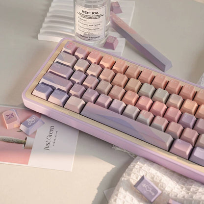 YMDK Dopamine Theme Keycaps Full Set 129 Keys PBT Dye Sub Cherry Profile Keycap for MX Mechanical Keyboard