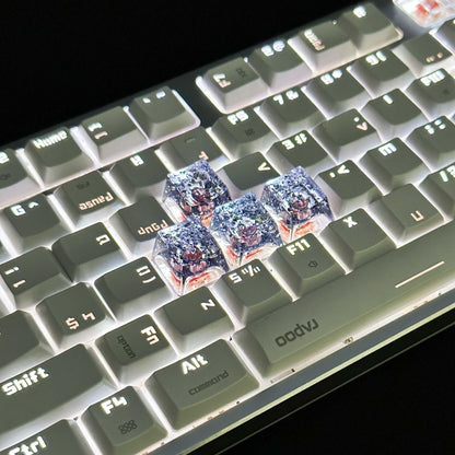 YMDK Translucent Shell Paper Personalized Keycaps Cool Shiny Novel Creative Key Caps Resin Keycap for MX Mechanical Keyboard