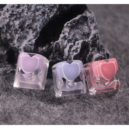 YMDK Love Translucent Personality keycaps Cute Novel Handmade Resin Keycaps for MX Mechanical Keyboard