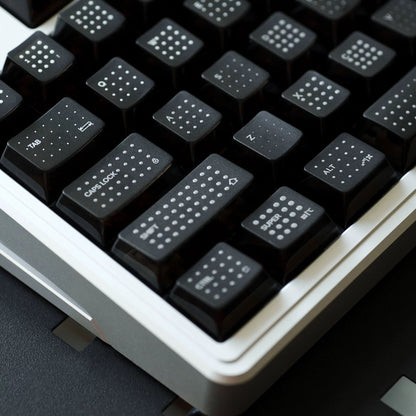 YMDK Polka Dot 142 keys Keycaps Black Frosted Shine Through Cherry Profile PC UV Print Keycap for 61/68/84/87/98/104/108 MX Mechanical Keyboard