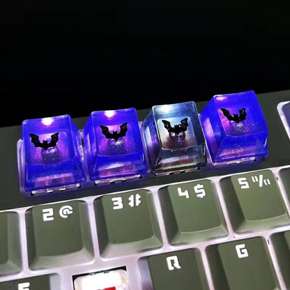 YMDK Halloween Pumpkin Bats Spiders Ghosts Personalized Keycap Graffiti Color Change Creative Key Cap Resin for Mechanical Keyboard