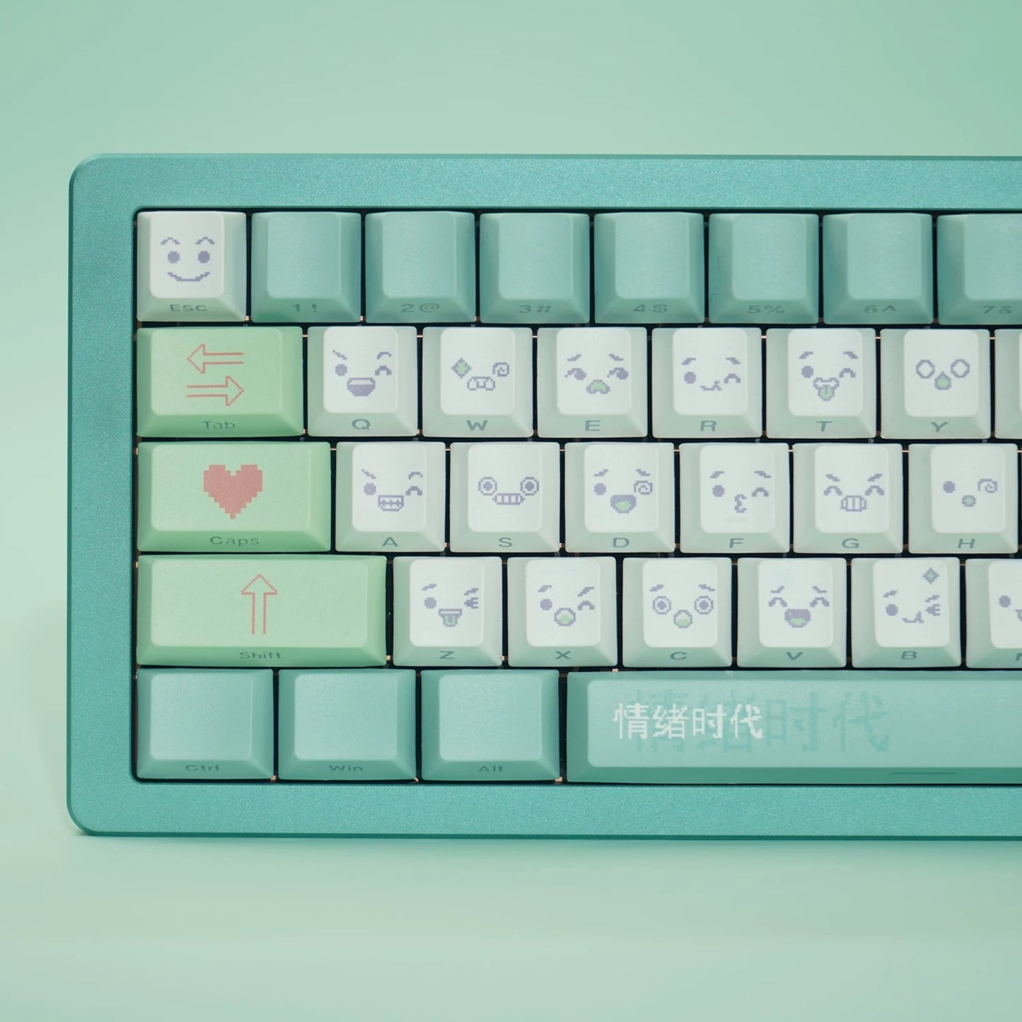 YMDK Emotional Era Theme Keycaps Full Set 139 Keys Sidelit Cherry Profile PBT Dye Sub Keycap for MX Mechanical Keyboard