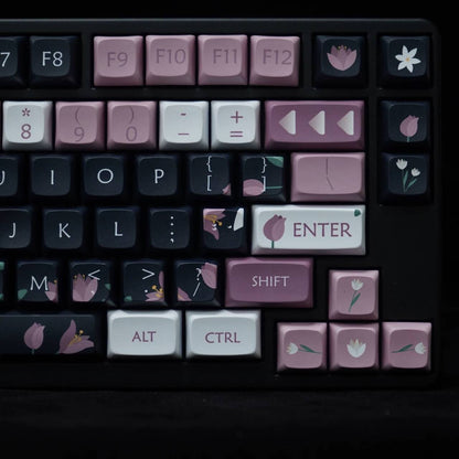 YMDK Flower Language Theme Keycaps Full Set 127 Keys XDA Profile PBT Dye Sub Keycap for MX Mechanical Keyboard