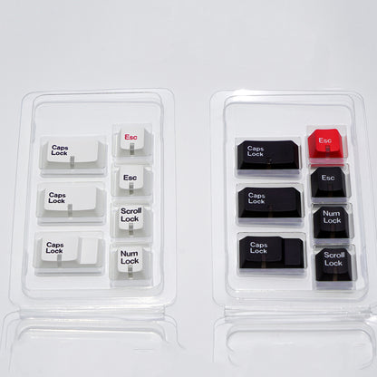 YMDK 7 Keys Cherry Profile Indicator Lamp Cap White Black Caps Lock/Num/Esc PBT Dye Sub Top Print Keycaps for MX Mechanical Keyboard