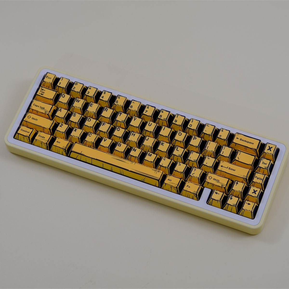 YMDK Yellow Comic Keycaps Full Set 151 Keys Creative Cartoon Style Custom Cherry Profile PBT Dye Sub Keycap for MX Mechanical keyboard