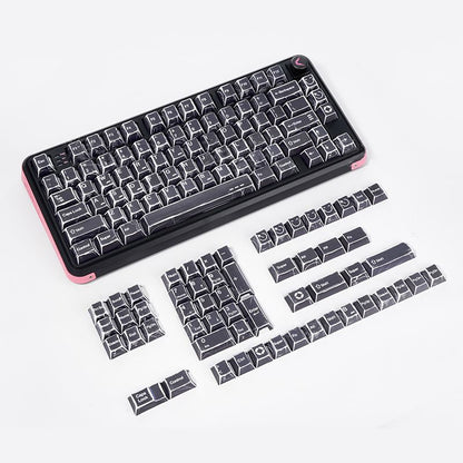 YMDK Black Comic Keycaps Full Set 136 Keys Manga Anime Minimalist Style Dye Sub PBT Cherry Profile for MX Mechanical Keyboard