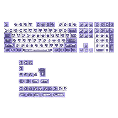 YMDK 136 Keys Cat's Eye Stone White and Purple Double Spelling Keycaps Translucent Cherry Profile for 61/68/87/98/104/108 MX Mechanical Keyboard