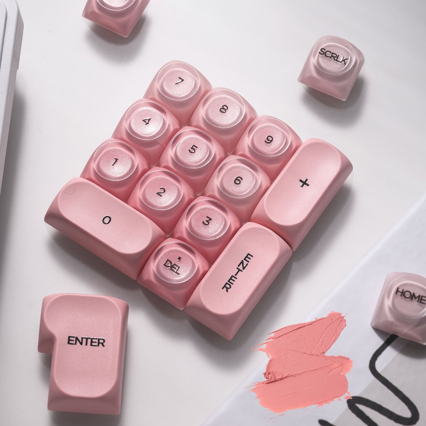 YMDK Liquid Foundation Keycaps 132 keys Frosted HOA Profile PBT PC UV Print for 61/68/84/87/98/104/108 Mechanical Keyboard
