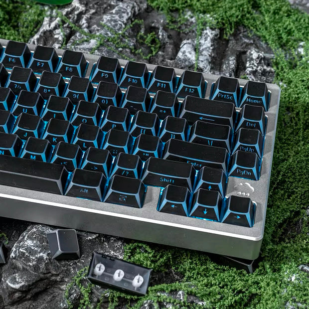 YMDK 142 Keys Light Frame White Character Border PBT Double Shot Backlit Shine Through Cherry Profile for 61/68/84/87/98/104/108 Layout MX Mechanical Keyboard