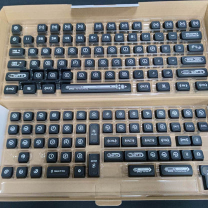 YMDK 136 Keys Cat's Eye Stone White and Purple Double Spelling Keycaps Translucent Cherry Profile for 61/68/87/98/104/108 MX Mechanical Keyboard