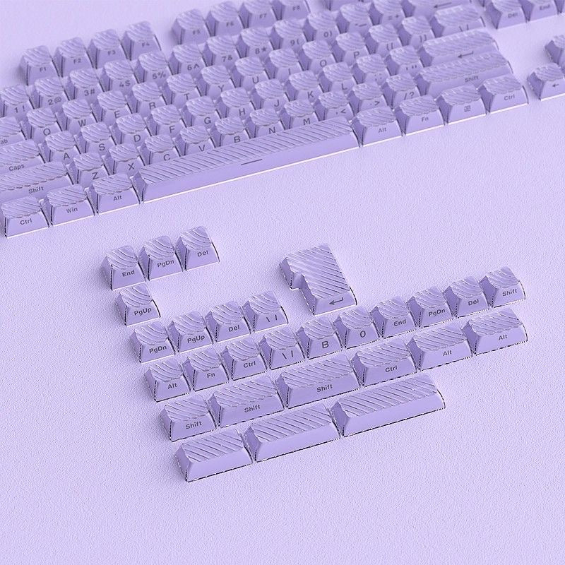 YMDK Demon Wave Blue, White, Pink, Purple Keycaps OEM Side-Printed 136 Key PC Shine Through for 61/64/68/84/87/96/108 Mechanical Keyboards
