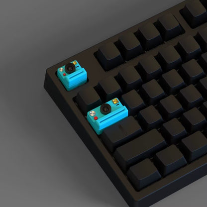 YMDK 1pcs Esc 1u Tab 1.5u Camera Theme Keycaps White Black Blue Personalized Resin 3D Cute Keycap for MX Mechanical Keyboards