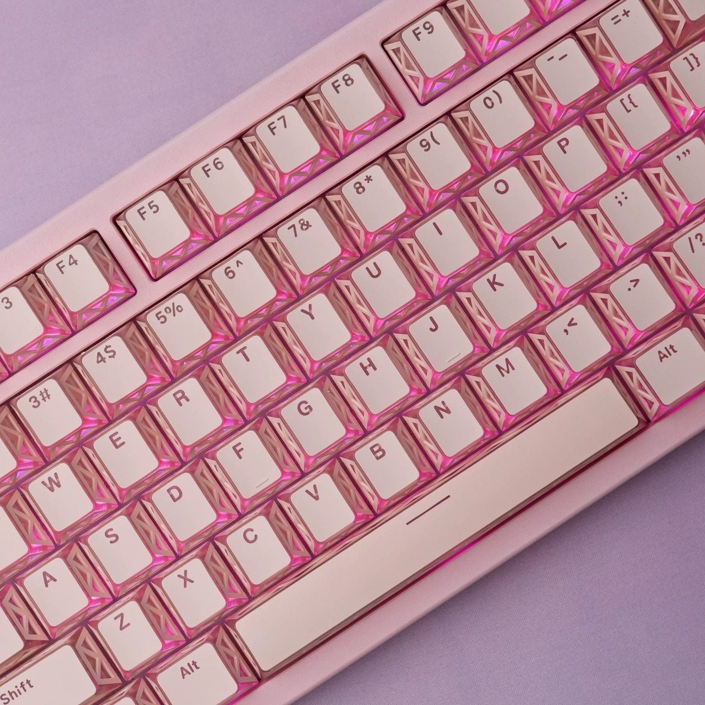 YMDK 130 Keys Imperial Light Theme White Backlit Shine Through Cherry Profile Keycaps for 68/75/87/98/104/108 MX Mechanical Keyboards