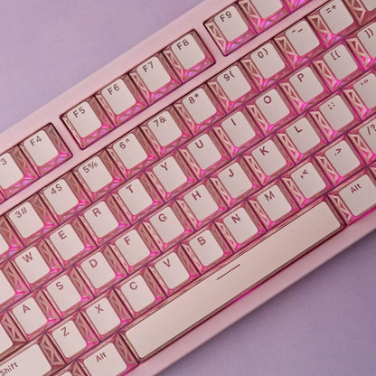 YMDK 130 Keys Imperial Light Theme White Backlit Shine Through Cherry Profile Keycaps for 68/75/87/98/104/108 MX Mechanical Keyboards