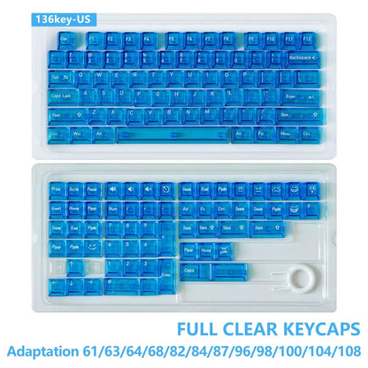 136 Keys English Korean Russian Japanese Shine Through PC Top Print Cherry Profile Color Keycaps for 61/68/84/104/108 MX Mechanical Keyboards