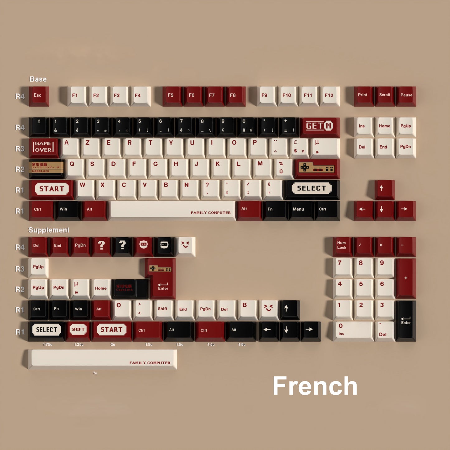 YMDK 143 Keys Gameboy Cherry Profile Keycaps English Russian German Spanish French PBT Dye Sub Keycap For MX Mechanical Keyboards