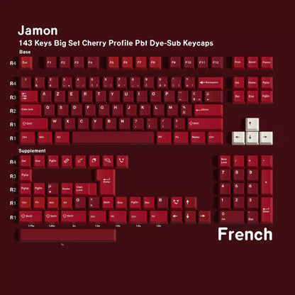 YMDK 143 Keys Jamon Theme Cherry Profile Keycaps English Russian German Spanish French PBT Dye Sub Keycap For MX Mechanical Keyboards