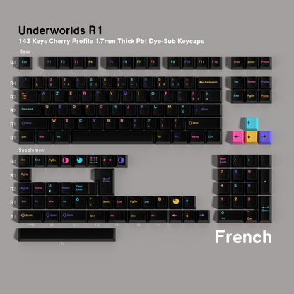 YMDK 143 Keys Underworlds Theme Cherry Profile English Russian German Spanish French PBT Dye Sub Keycap For MX Mechanical Keyboards