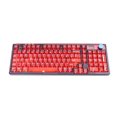 YMDK 121 Keys Red Transparent PC Shine Through Top Print Cherry Profile Keycaps for MX 61/64/68/84/87/100/104/108 Layout MX Mechanical Keyboard