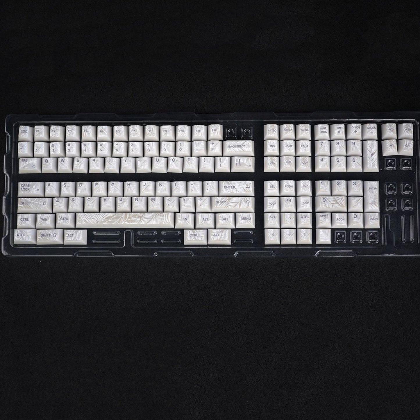 YMDK 129 Keys Sunny Feather Theme Pearlescent Cherry Profile ABS Top Print Keycaps for 61/84/87/104/108 MX Mechanical Keyboards