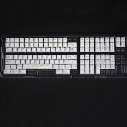YMDK 129 Keys Sunny Feather Theme Pearlescent Cherry Profile ABS Top Print Keycaps for 61/84/87/104/108 MX Mechanical Keyboards