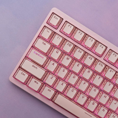 YMDK 130 Keys Imperial Light Theme White Backlit Shine Through Cherry Profile Keycaps for 68/75/87/98/104/108 MX Mechanical Keyboards
