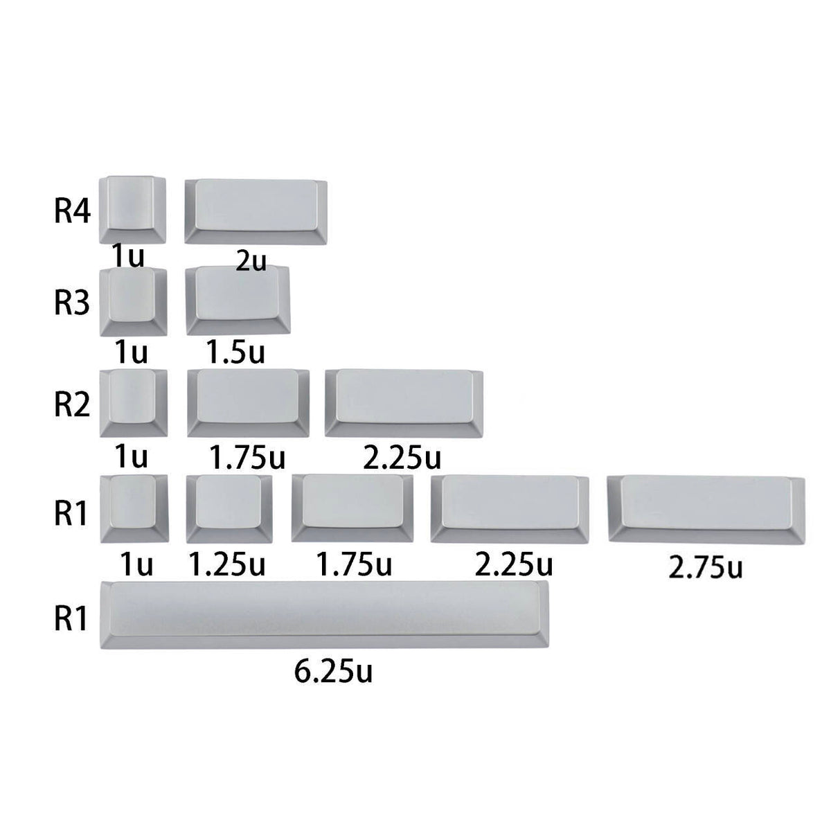 YMDK Cherry Profile Metal Keycaps Modifier Keycaps 1u 1.25u 1.75u 2u 2.25u 2.75u 6.25u for MX Mechanical Keyboard