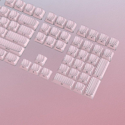 YMDK Demon Wave Blue, White, Pink, Purple Keycaps OEM Side-Printed 136 Key PC Shine Through for 61/64/68/84/87/96/108 Mechanical Keyboards