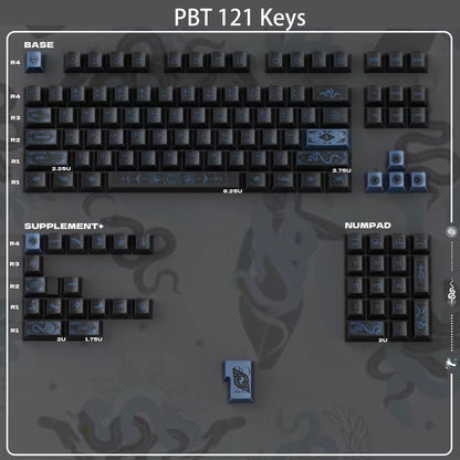 YMDK Spirit Snake Metallic Paint Keycaps, Cherry Profile Dye-Sub PBT+PC Keycap Set for 61/84/87/104/108 MX Mechanical Keyboards