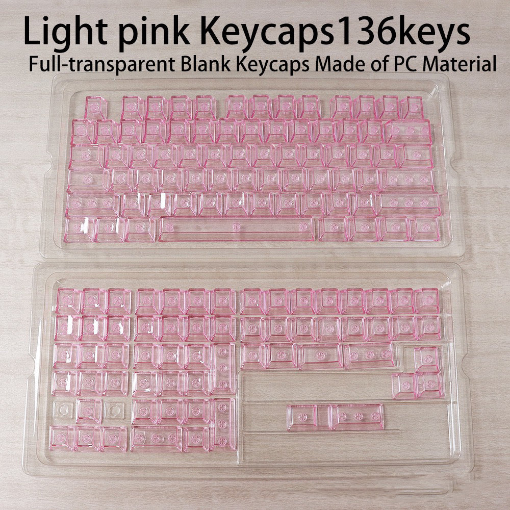 YMDK 136 Keys Full Transparent PC Crystal Ice RGB Blank Keycaps, Cherry Profile for 61/68/84/104/108 MX Mechanical Keyboard