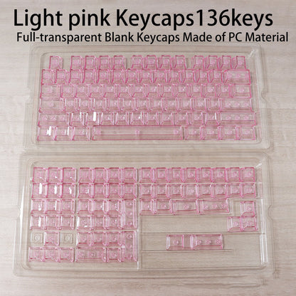 YMDK 136 Keys Full Transparent PC Crystal Ice RGB Blank Keycaps, Cherry Profile for 61/68/84/104/108 MX Mechanical Keyboard