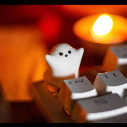 YMDK Little Ghost Personalized Keycaps Novel Interesting Cute Translucent ESC Key Resin Keycap Suitable for MX Mechanical Keyboard