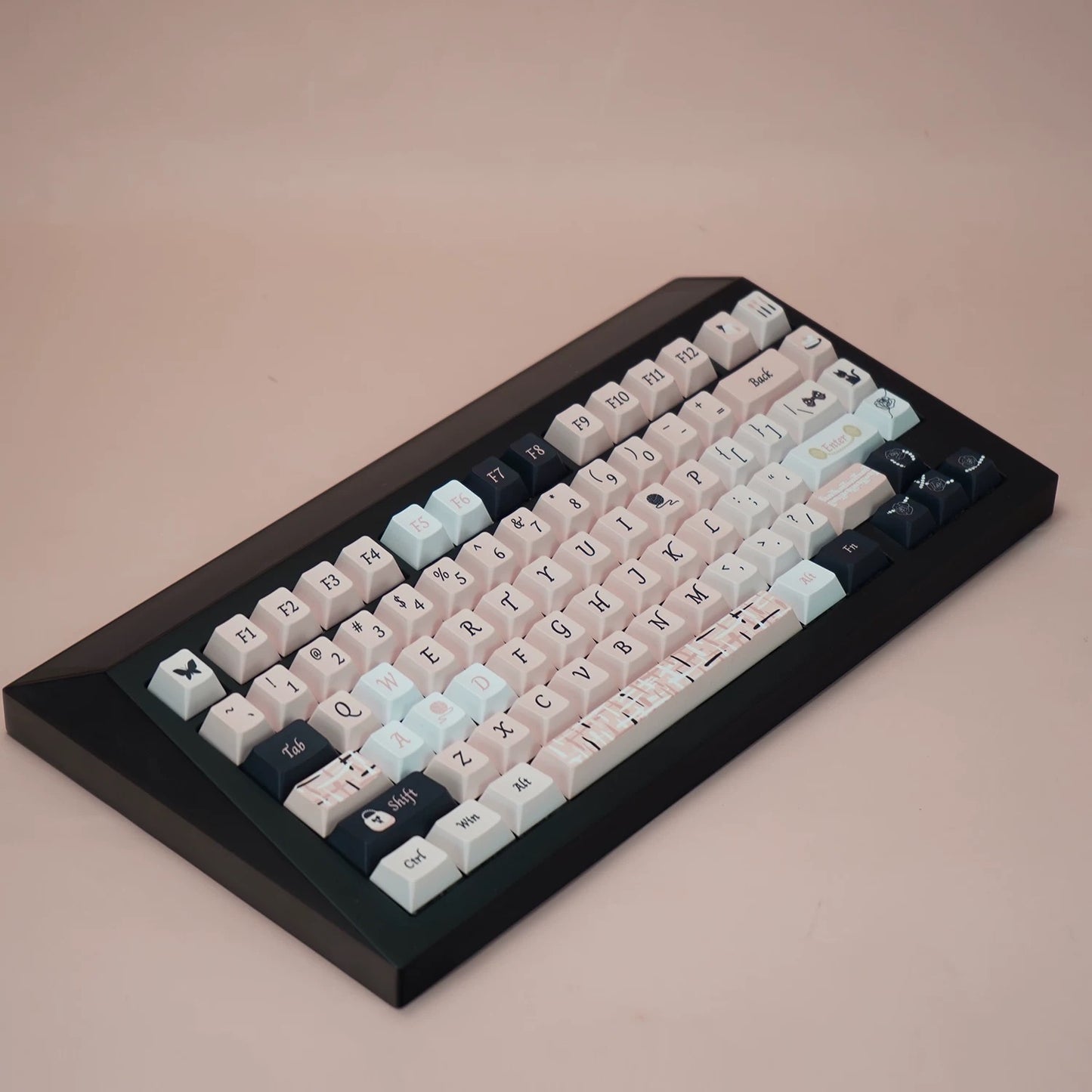 YMDK Small fragrance Style Theme Keycaps Full Set 129 Keys Cherry Profile PBT Dye Sub Keycap for MX Mechanical Keyboard