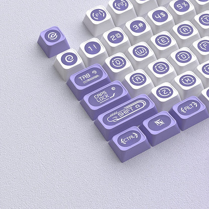 YMDK 136 Keys Cat's Eye Stone White and Purple Double Spelling Keycaps Translucent Cherry Profile for 61/68/87/98/104/108 MX Mechanical Keyboard