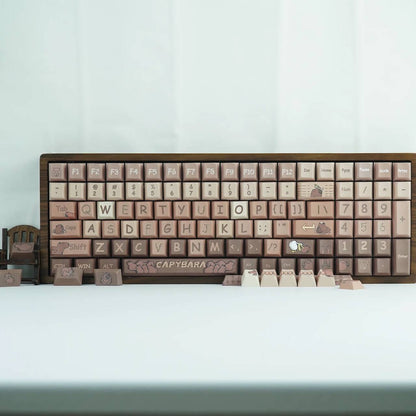 YMDK Kapibala 129 keys Cherry Profile 5 Sides Over Dye Sub Thick PBT Coffee Keycap for MX Mechanical Keyboard