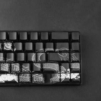 YMDK Chinese Dragon Theme Keycaps Full Set 78 keys Creative PBT Dye Sub Cherry Profile Light-transmitting for 60/61/64/68 MX Mechanical Keyboard