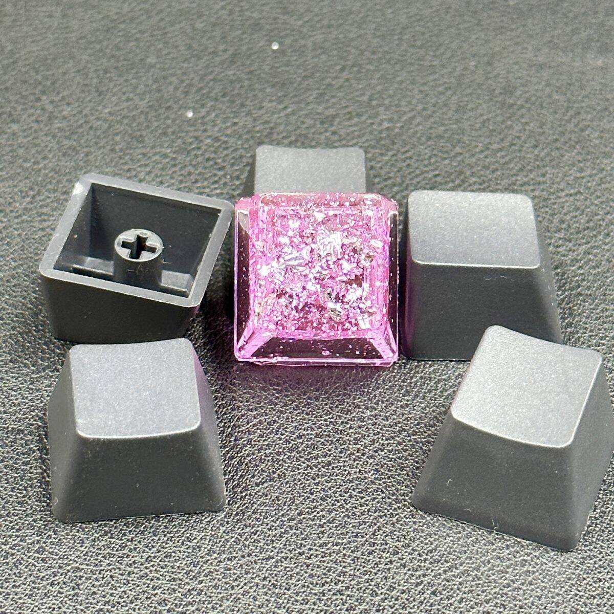 YMDK Translucent Shell Paper Personalized Keycaps Cool Shiny Novel Creative Key Caps Resin Keycap for MX Mechanical Keyboard