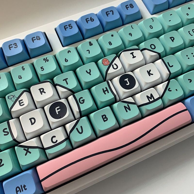 YMDK Ugly Fish Keycaps Full Set 133 Keys Creative Cute Interesting Keycap Dye Sub PBT XDA Profile Custom Key Caps for MX Mechanical Keyboard