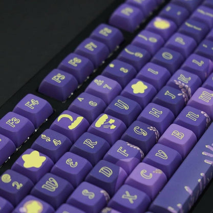 YMDK Starry Night Lavender Theme Keycaps Full Set 127 Keys XDA Profile PBT Dye Sub Key Cap for MX Mechanical Keyboard