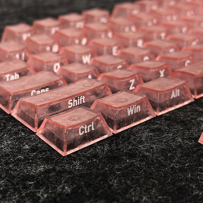 YMDK Carbon Fiber Texture 119 Key Side Printed Shine Through Keycaps for 61/64/68/84/87/96/108-Key MX Mechanical Keyboards