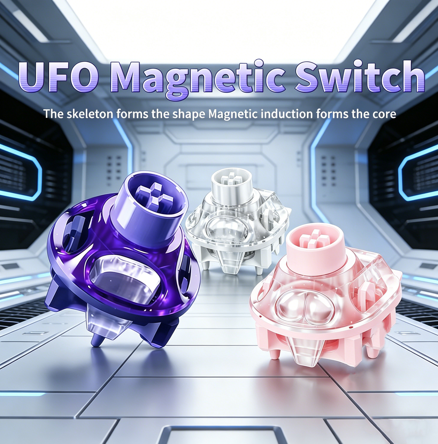 UFO Magnetic Switch Deep Clacky Sound Hot Swap 40gf Magnetic Linear Switches for Keyboard Hall Effect Keyboard RGB
