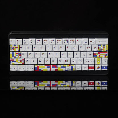 YMDK Mondrian Theme Keycaps Full Set 127 Keys XDA Profile PBT Dye Sub Keycap for MX Mechanical Keyboard