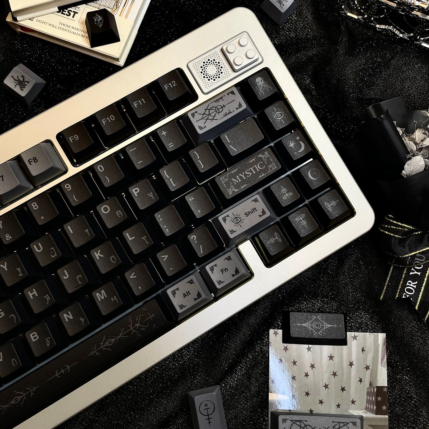 YMDK 143 key Occult Theme Keycaps PBT Cherry Profile Five-sided Dye Sub Custom Keycap for 61/68/75/87/98/104/108 MX Mechanical Keyboard