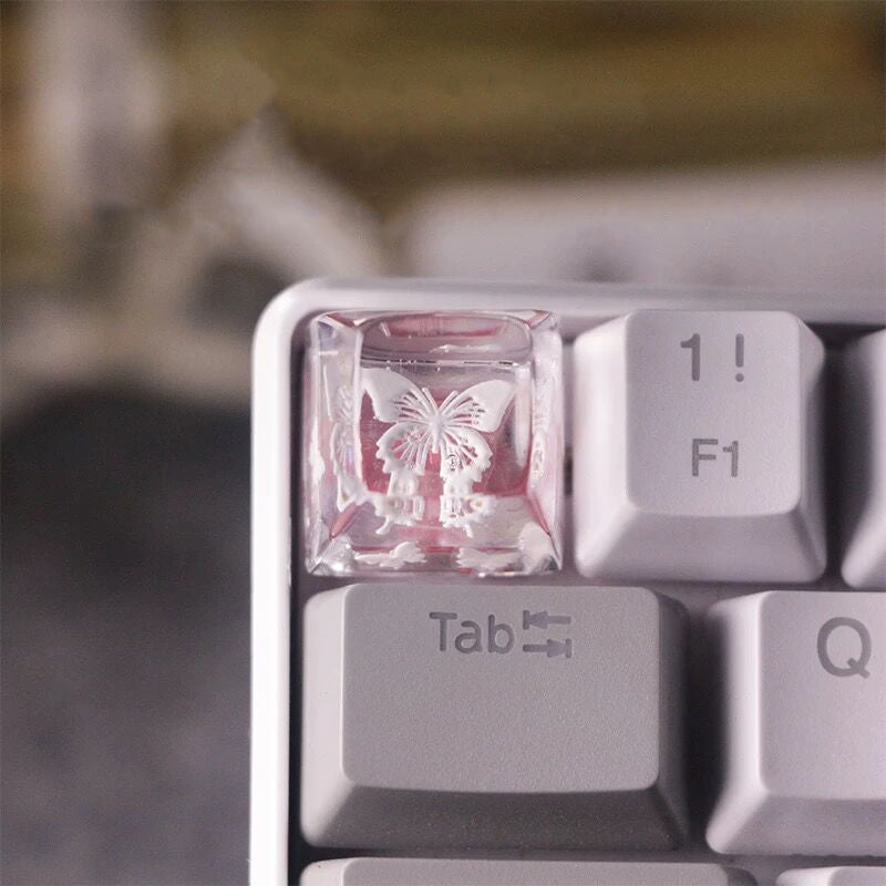 YMDK Butterfly Personalized Keycap SA Profile Resin Light Transmitting for MX Switches Mechanical Keyboard