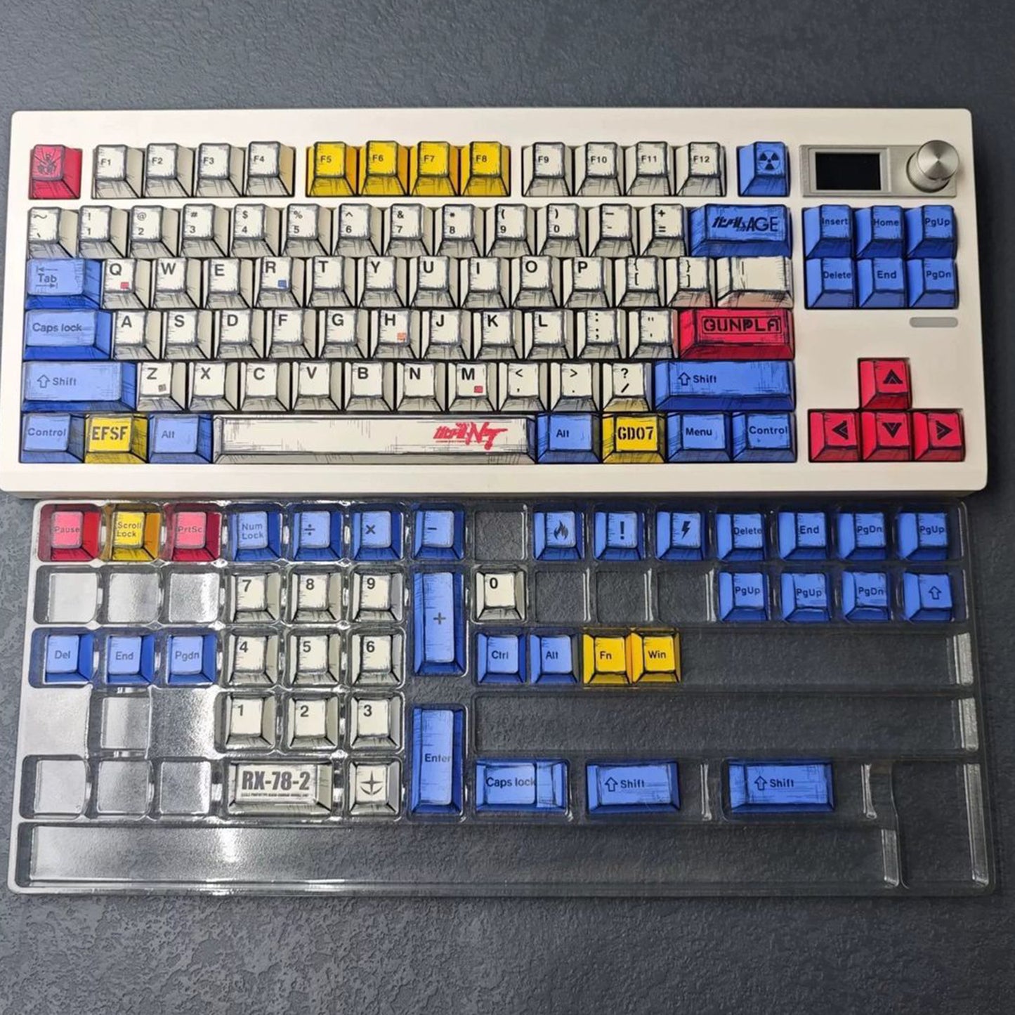 YNDK Retro Comic Gundam Theme Keycaps Full Set 127 Keys Manga Anime Cherry Profile PBT Dye Sub for MX Mechanical Keyboard