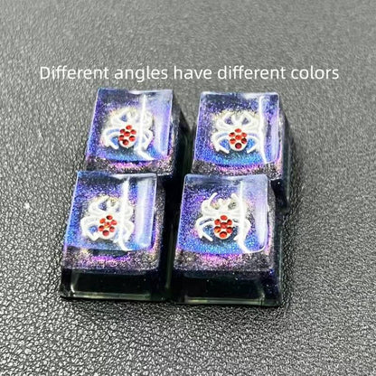 YMDK Halloween Pumpkin Bats Spiders Ghosts Personalized Keycap Graffiti Color Change Creative Key Cap Resin for Mechanical Keyboard