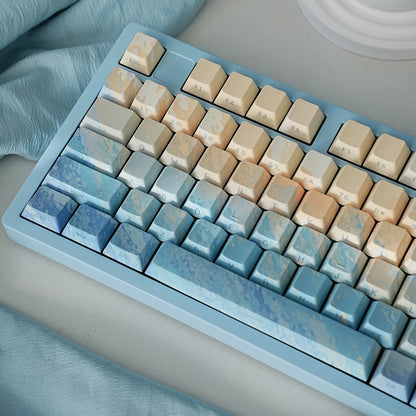 YMDK Green Water Theme Keycaps Full Set 137 Keys Sidelit Cherry Profile PBT Dye Sub Keycap for MX Mechanical Keyboard